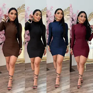 Jayden Mid Length High Neck Stretchy Dress