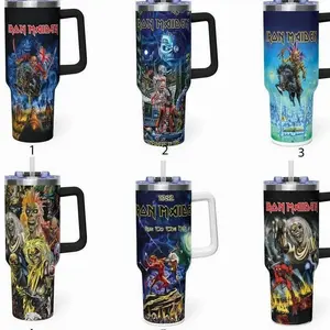 Iron Maiden 40oz Tumbler With Handle – Insulated Stainless Steel Travel Mug, Heavy Metal Fan Gift