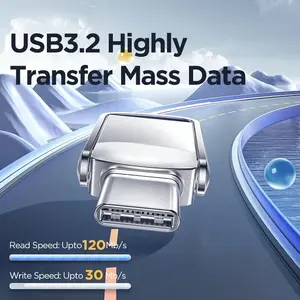 Eaget USB 3.2 Mini Pen Drive 2 in 1 Type-C & USB-A 32GB 64GB Ultra-speed 120Mb/s Read Speed Portable Waterproof Metal Body