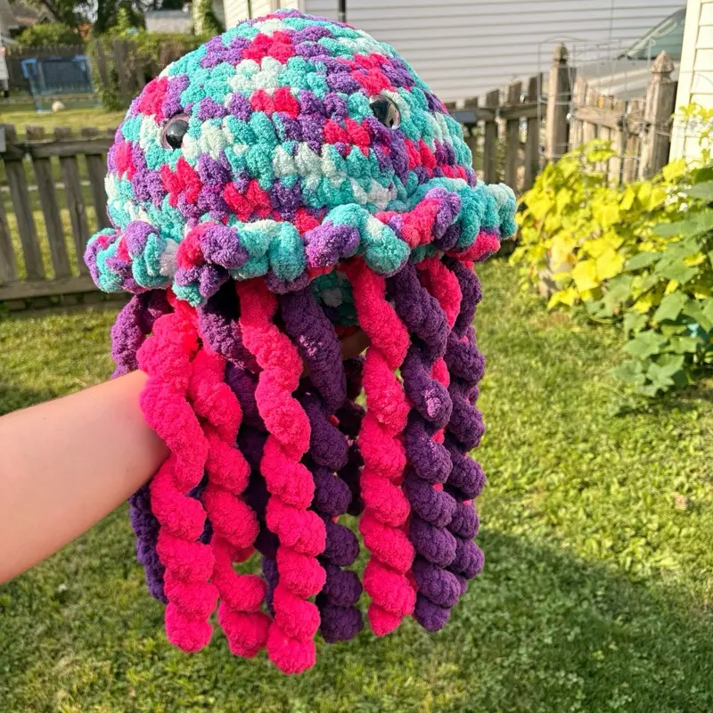 Pink & Purple XXL Handmade Crochet Jellyfish Plush | Soft Jellyfish Stuffed Animal | Cute Amigurumi Ocean Gift