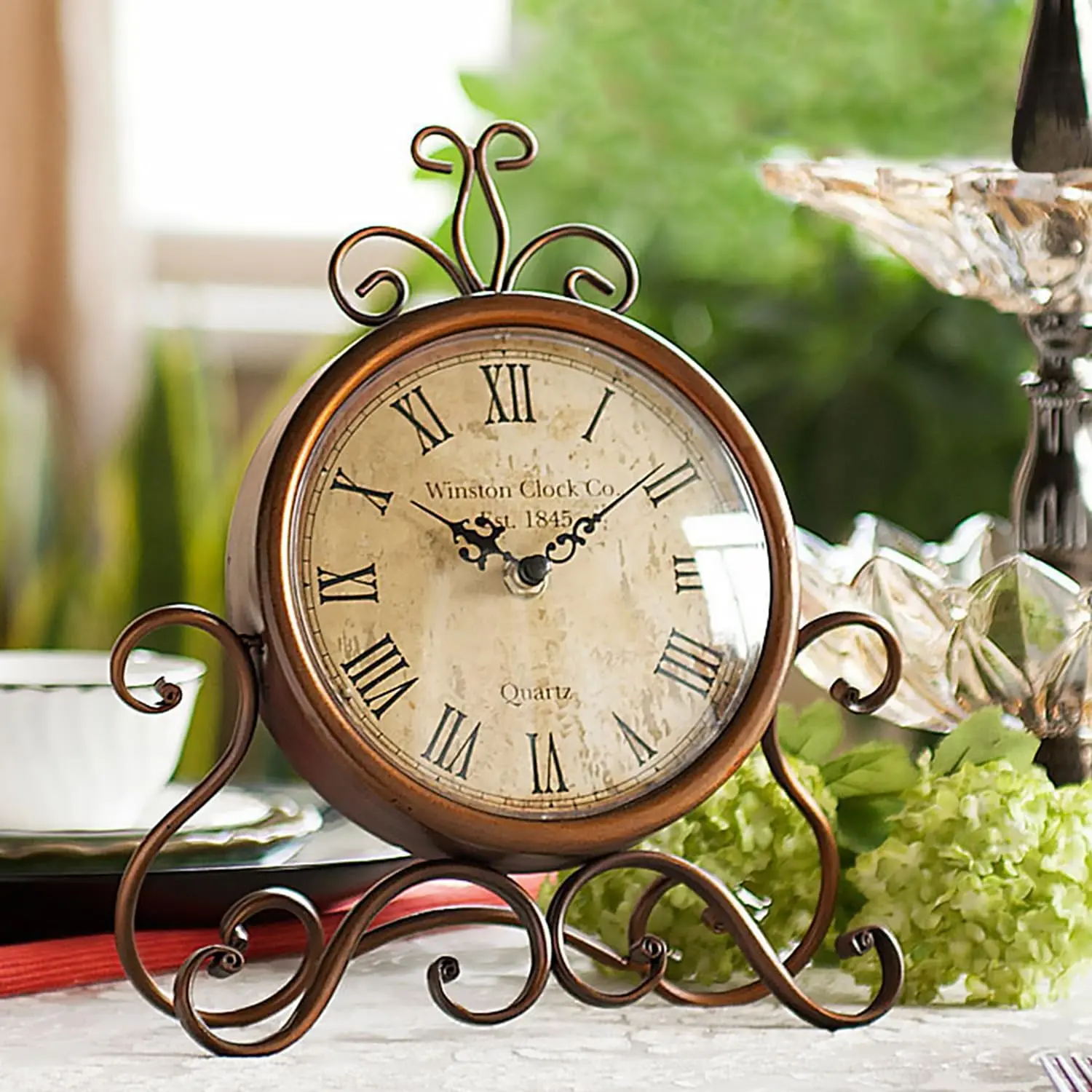 HZDHCLH Vintage Table Clocks for Living Room Bedroom Decor, Silent Decorative Farmhouse Shelf Clock Battery Operated, Small Rustic Mantel Clock with Roman Numerals