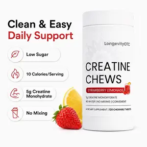 LongevityOTC 5g Creatine Chew - Strawberry Lemonade.  Low Sugar and 10 calories per serving Supplement Edible