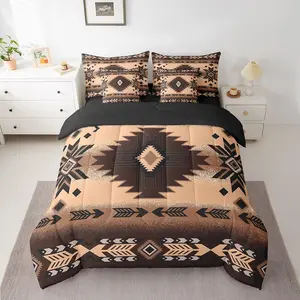 Southwest Native Bed Set,Includes Comforter,Sheet Set,Pillowcases & Pillow Covers,Southwestern Geometric 7 Piece Bedding Set,Western Bed in A Bag