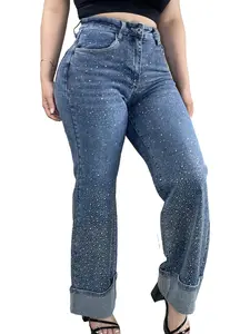Kendall's Rhinestone Straight Denim Medium Wash Jeans