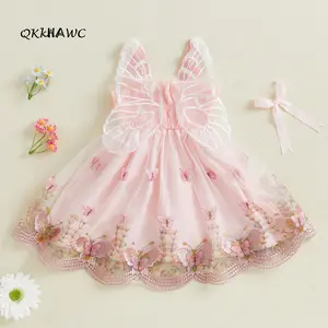 Toddler Girls Dress Butterfly Embroidery Sleeveless Casual Dress Baby Summer Fashion Princess Dress