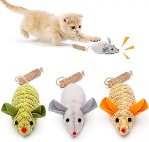 Cat Toys 3Pcs Squeak Mice, Interactive Catnip Silvervine Animals Toys for Indoor Kittens, Dental Matatabi Cat Nip Chirping Toy, Cat Chew Exercise Toy for All Breeds and Species