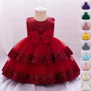 Anniversary Sequins Pink Baby Girls Clothes 2220 Infant Birthday Cocktail Dress Toddler Pageant Newborn Ball Gown Princess Baptism Frock 6M-3Y