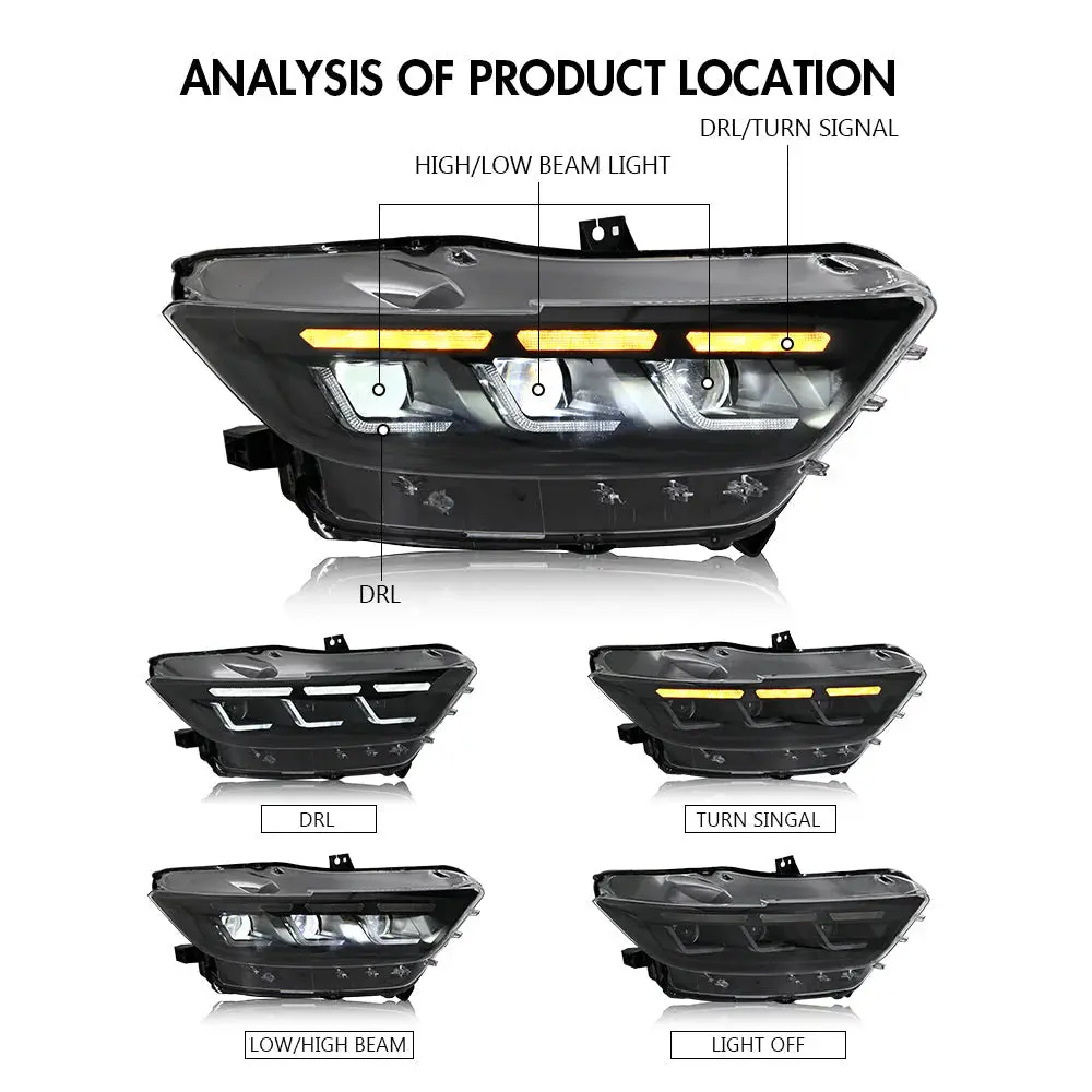 i5Autohaus S650 Style Headlights for 15-17 Mustang
