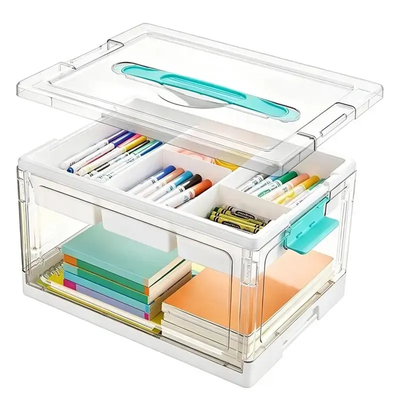 24 QT Clear Plastic Craft Organizer With Removable Trays And Dividers, Storage Box For Coloring Books, Modeling Clay, Clear Plastic Boxes