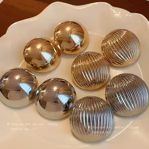 Silver Needle Metal Stripe Semi-Circle Earrings, European and American Exaggerated and Cold Style Studs, Small-Circle Fashionable and Elegant Ear Jewelry Wholesale for Women