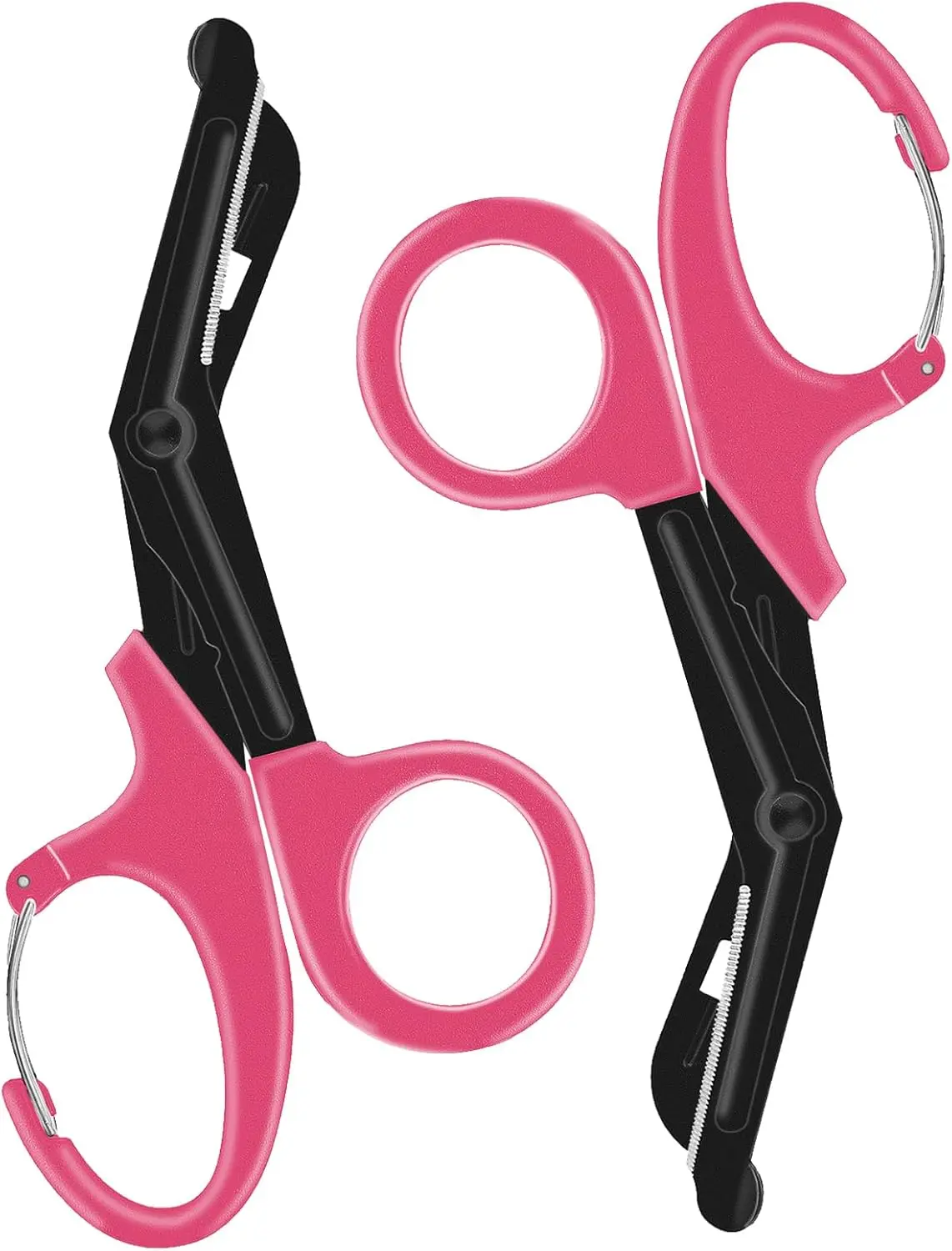 2 Pack Trauma Shears for Nurses Bandage Scissors 7.5" Medical Scissors with Carabiner Fluoride Coated Non-Stick Blades Patented Stainless Steel Medical Shears for Doctors Nursing Students (Pink)
