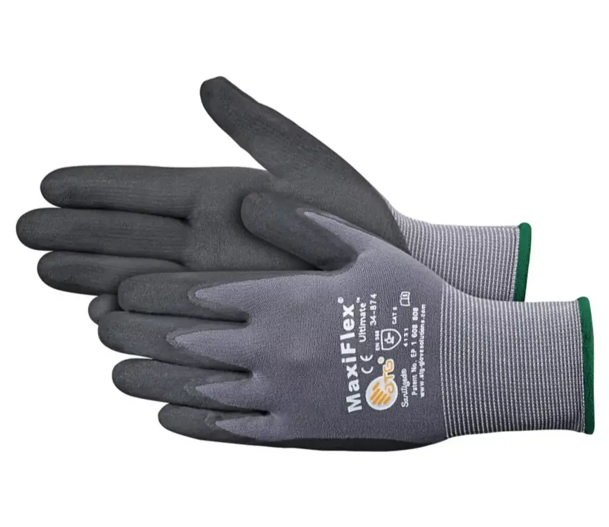 MaxiFlex Gloves - 34-874 Micro-Foam Nitrile Coated Gloves, Carton of 12 Pairs (SMALL, MEDIUM, LARGE, XLARGE)