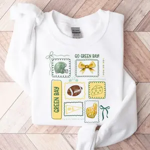 Coquette Green Bay Football Sweatshirt, Doodle Football T-shirt, Game Day Tee, Girly Football Shirt, Gift for Green Bay Fan Hoodie