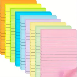 9 notebooks with lines, 4X6 inches, 9 types of colored large-sized notes, colored super sticky notes, suitable for home, office, and student use with lines