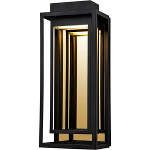 Modern Outdoor Wall Lights LED Exterior, Black Gold Front Porch Lights Wall Mount, Large Outdoor LED Sconce, Luxury Wall Lamp, Patio Lighting Fixture for House, Garage, Yard