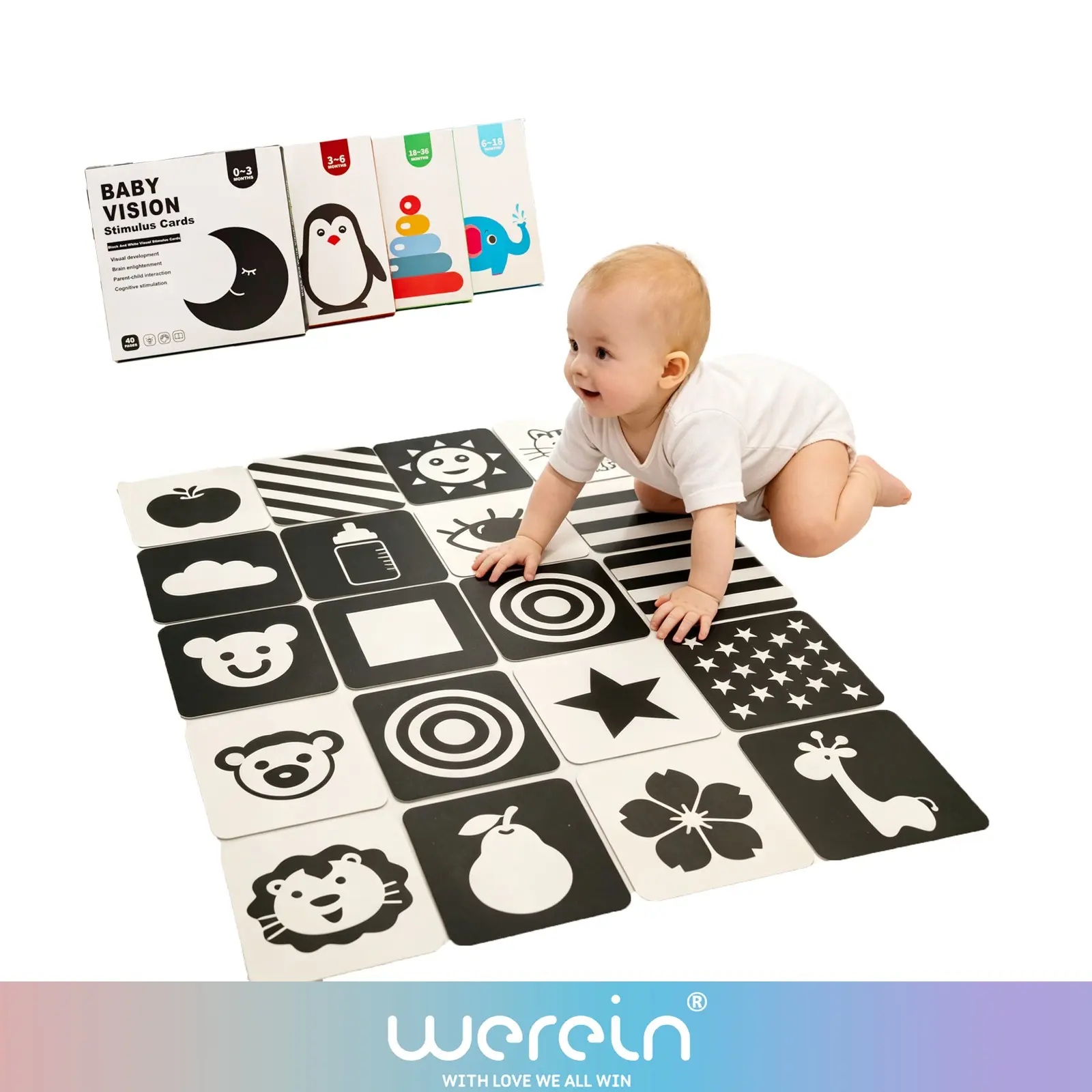 High Contrast Baby Flash Cards, Newborn Visual Stimulation, Cognitive Learning Toys, 0-6 Months Infant Brain Development, Animal Flash Cards, Activity Cards, Flashcards