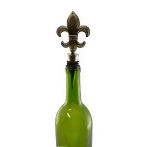 Fleur De Lis Wine Stopper French Symbol of Royalty in Silver Metal