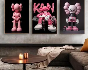 Pink Kaws Hypebeast Decorative Poster Set of 3 Pink KAWS Art Print, Kaws Figure Wall Art, Modern KAWS Decor, Printable KAWS Poster Set v1