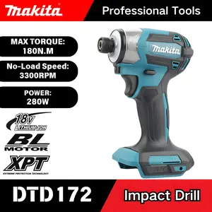 Makita DTD172 18V LXT BL Brushless Cordless Impact Driver Drill - 180 N·m, Wood/Bolt/T-Mode Rechargeable Power Tool