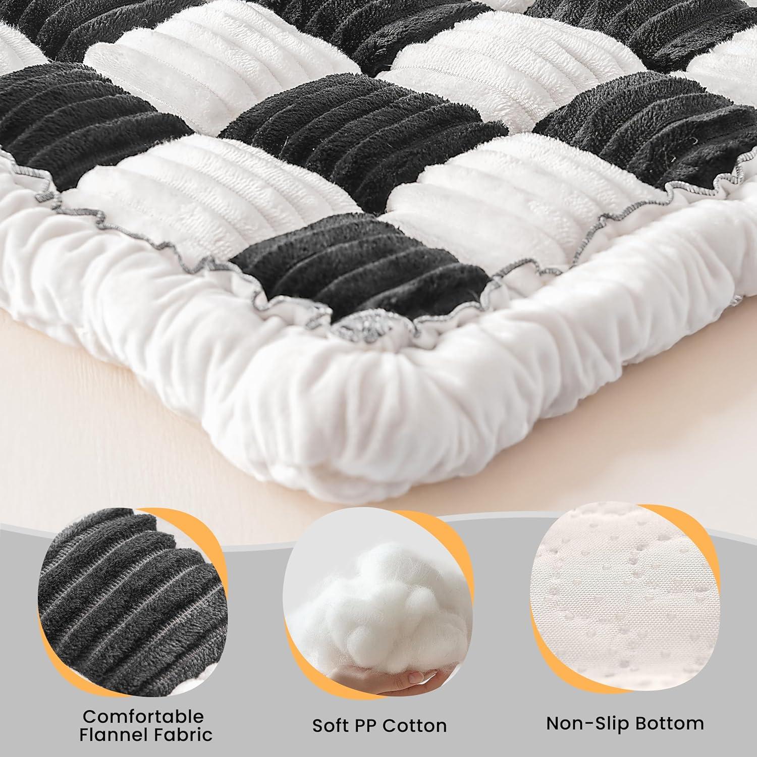 Backseat Pet Bed Mat, Truck Plaid Dog Bed for Car Back Seat, Deluxe Dog Seat Covers, Non-Slip Travel Pet Mat, Fit for Backseat Extenders and Trucks SUVs (Black&White, 24.8x54 inch)