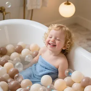 100 pieces children's ocean balls | Bobo balls for inflatable pools, play pit balls, filling balls for fenced playhouses, rounded lightweight PE material, colorful mixed package, popular for family and parent-child use