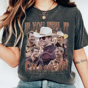 If You Feel It, Chase It T-shirt, GlenPowell Vintage Style Shirt, Twisters Moviie Tee, Womenswear Top Streetwear Casual Tshirt Summer