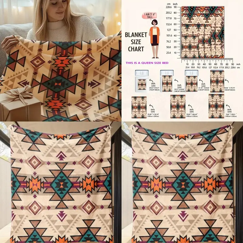 Vibrant Geometric  Tow Blanket with Large Fluffy Polyester Colorful Diamond Triangle Patterns Modern Design for Home Dr Sofa Car Office I for Naps Plush Texture Blankets