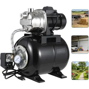 1.6 HP Shallow Well Pump with Pressure Tank, 1320 GPH, Water Jet Irrigation Pump, Automatic Pressure Switch, Stainless Steel, for Home, Farm, Garden & Yard, Black