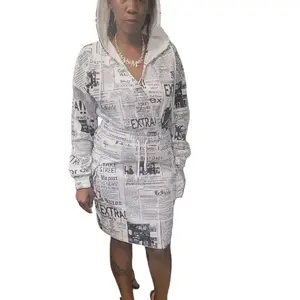 Women's NewsPaper Dress - Unique Newspaper Print Fashion Wear for Women Casual Womenswear Long Sleeve