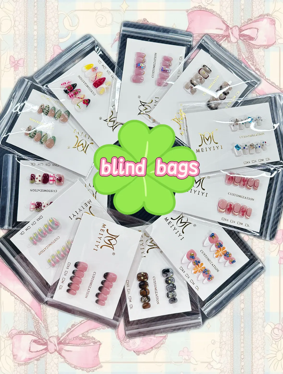 jojo:(US)5-9 pairs handmade  bundle nail bags open in live