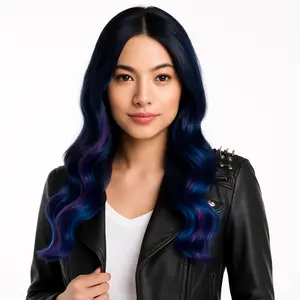 Halloween Oil Slick Wavy Wig - Blue, Purple & Turquoise