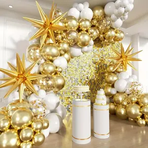 156pcs White and Gold Birthday Balloon Wreath Arch Set Birthday Party Wedding Dress Celebration Anniversary Eid Decoration