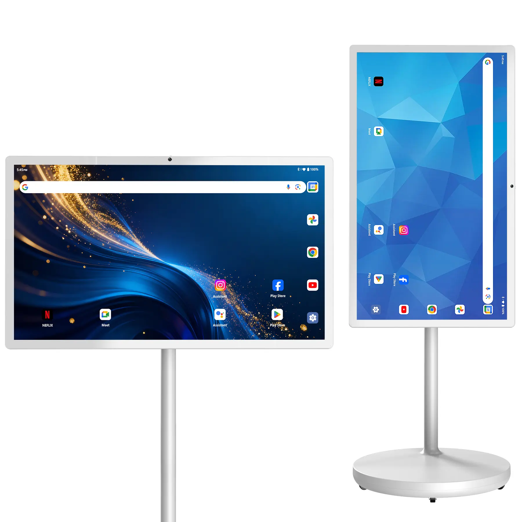 32" Portable TV on Wheels FHD 1080P Mobile TV Touchscreen,Android 14 OS Smart HD television