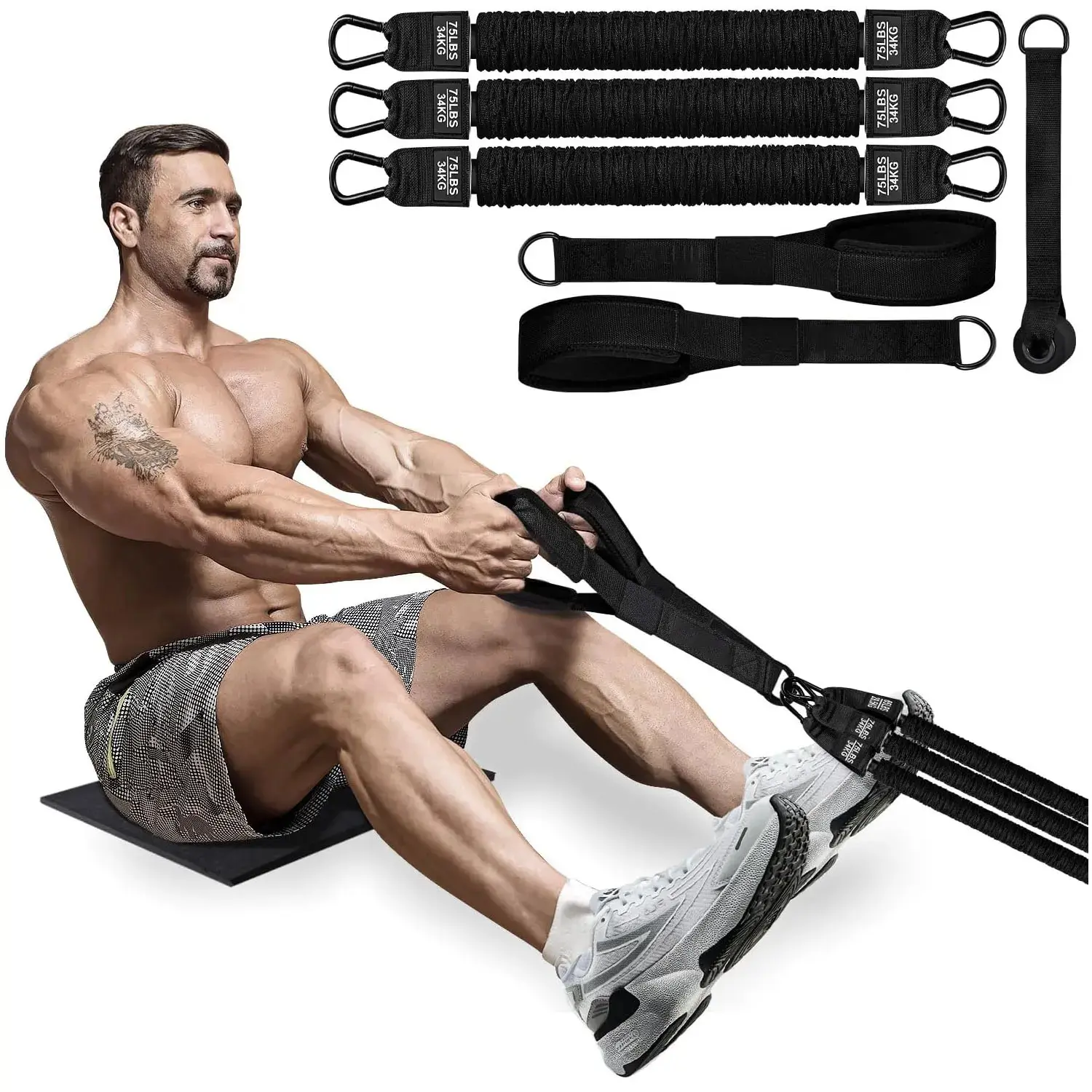 Black rowing resistance rope