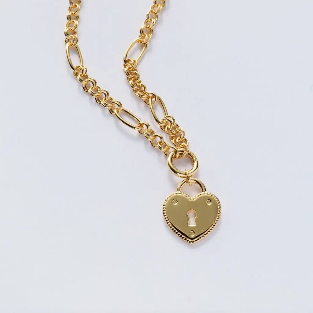 Locked Into Love Heart Expandable Necklace