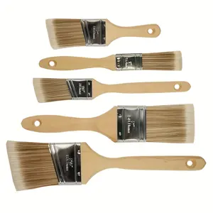 Set of 5 Professional Quality Paint Brushes, Including Flat And Angled Options, Suitable for Both for latex And Oil-Based Paints. Features Wooden Handles And Stainless Steel Ferrules