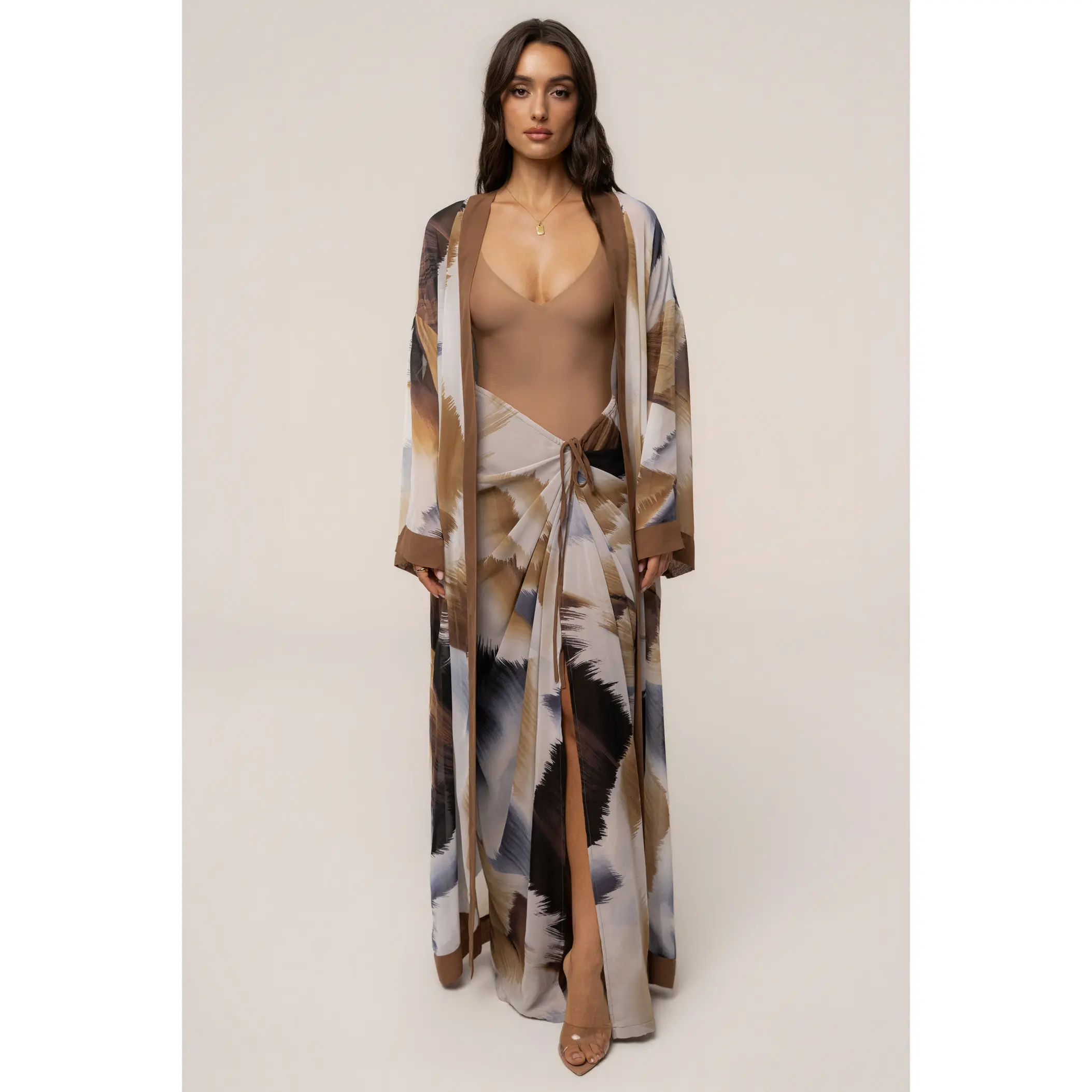 Brown Abstract Noelia Printed Skirt