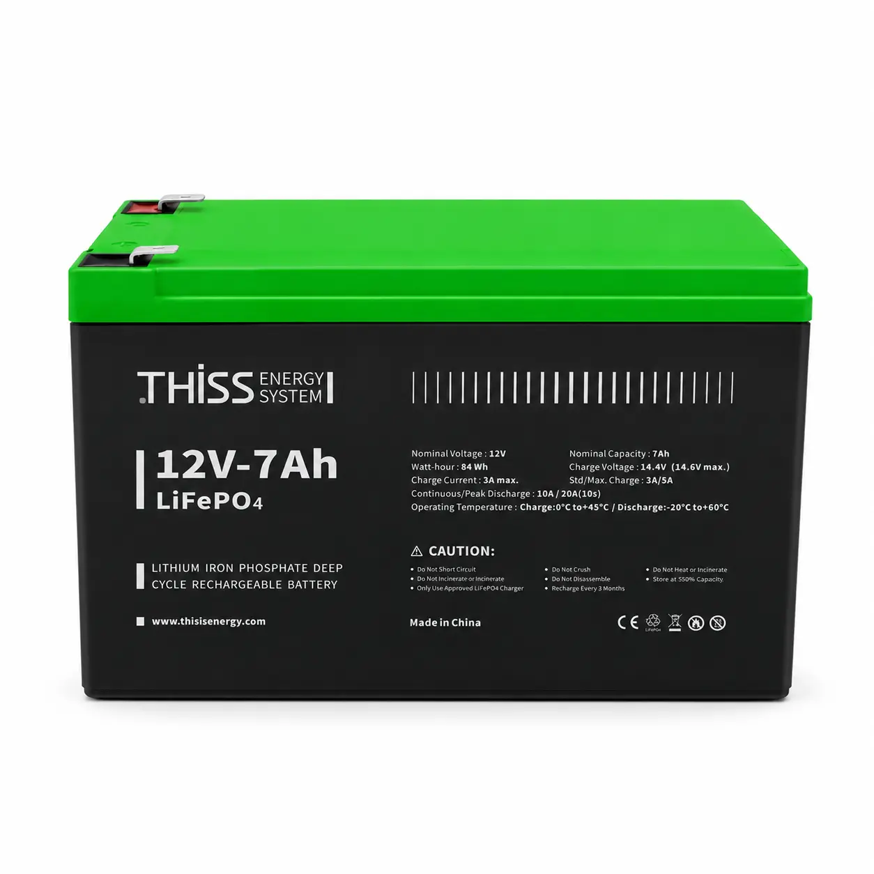 12V 7Ah LiFePO4 Lithium Battery Pack - Deep Cycle Rechargeable with Built-in BMS, Shortcircuit Guard, Overload Protection, Extended Long Lasting Mobile Power Battery for Camping Gear, Home Security Cameras, Extended Battery, Long Lasting Battery