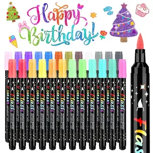 Glitter Markers, 1-5mm Soft Brush Tip Markers,Water-based Ink Glitter Pens, Shimmer Marker for Doodle Writing,Glitter Art Crafts Gifts,Art Supplies Christmas Card