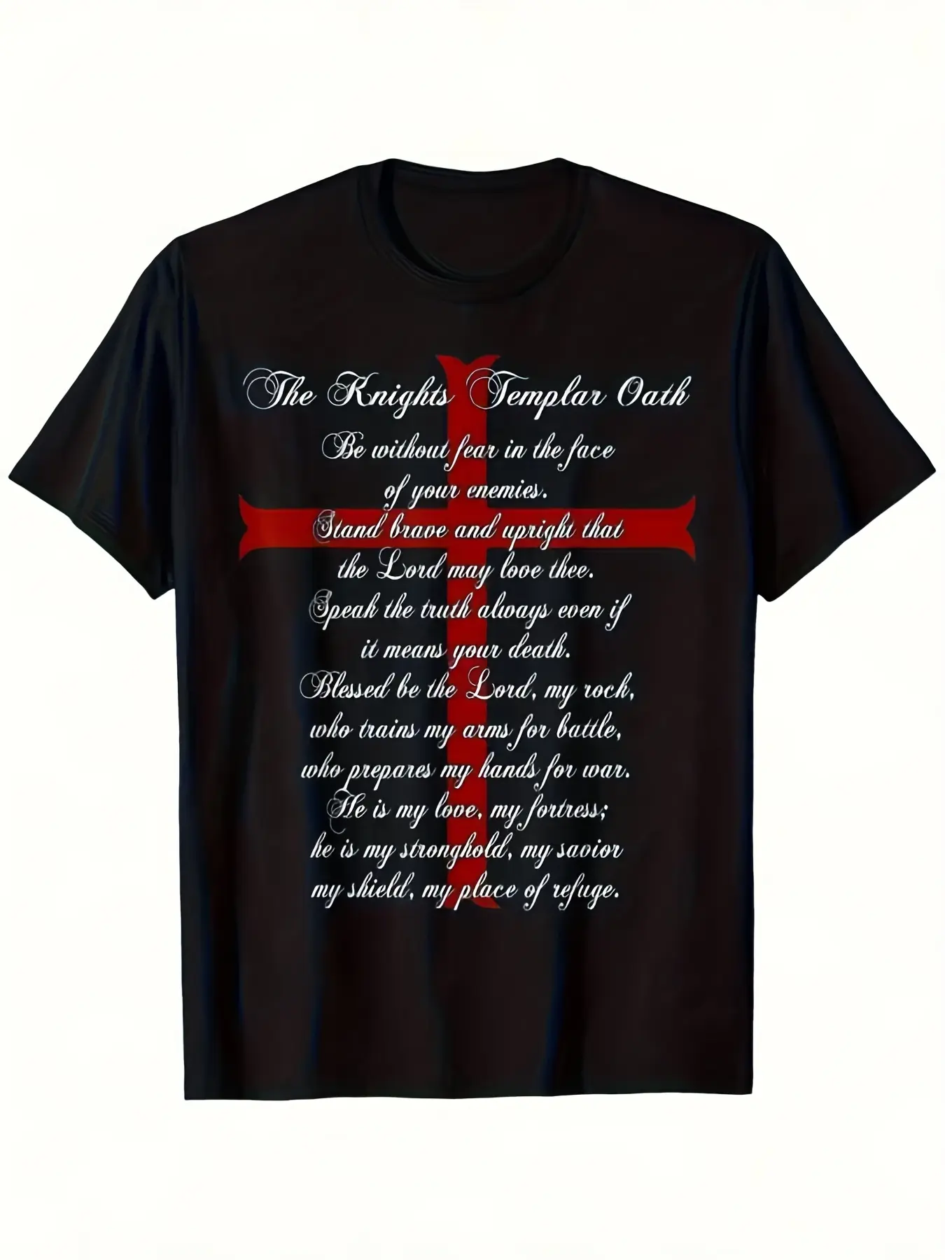 Knights Templar Oath T-Shirt for Men & Women - Medieval Knight Design with Templar Cross - 220GSM Pure Cotton Retro Knights Templar Order for all-Season (S-XXXL) - Unisex Historical Costume Apparel or Gift