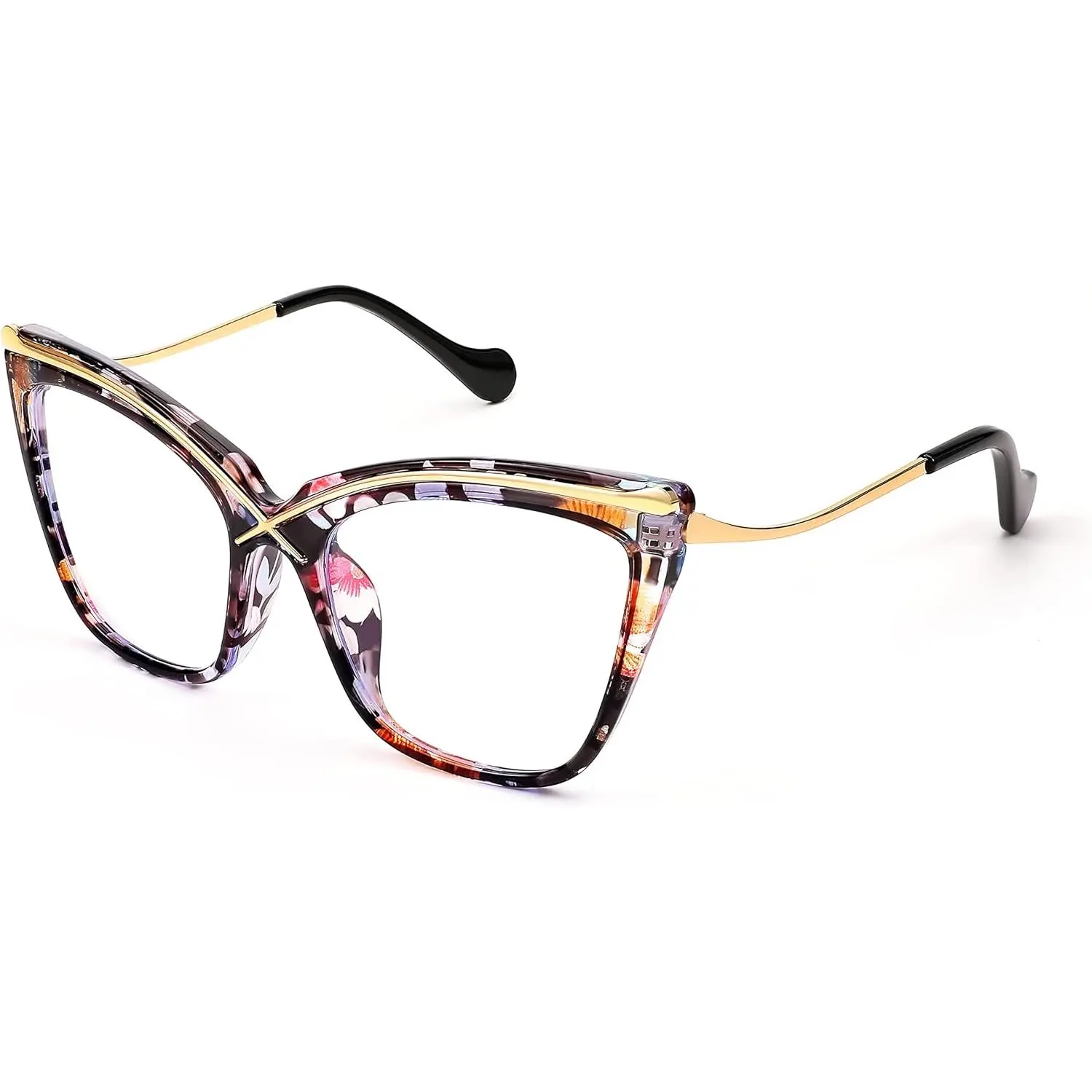 EyeconicFinds  Women Oversized Square Blue Light Blocking Glasses Anti Eyestrain Cat Eye Fashion Eyewear Travel Accessory,Internet Celebrity Style B2956