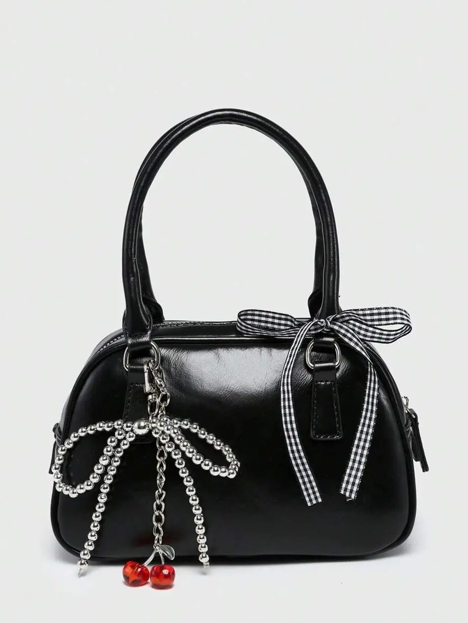 ROMWE Women's Cute Dark Style Bow Cross Chain Decor Mini Handbag , Bow , Kawaii