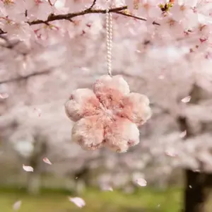 5/10pcs Cherry Blossom Series Plush Doll Keychain, Floral Pattern Keychain, Cute Girl Gift, Spring Sakura Decoration, Best Friend Book Bag Accessory