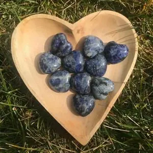Harmony-Inducing Sodalite Pocket Heart for Grounding, Intuition, and Balance - Self-Esteem, Trust, and Acceptance Energy