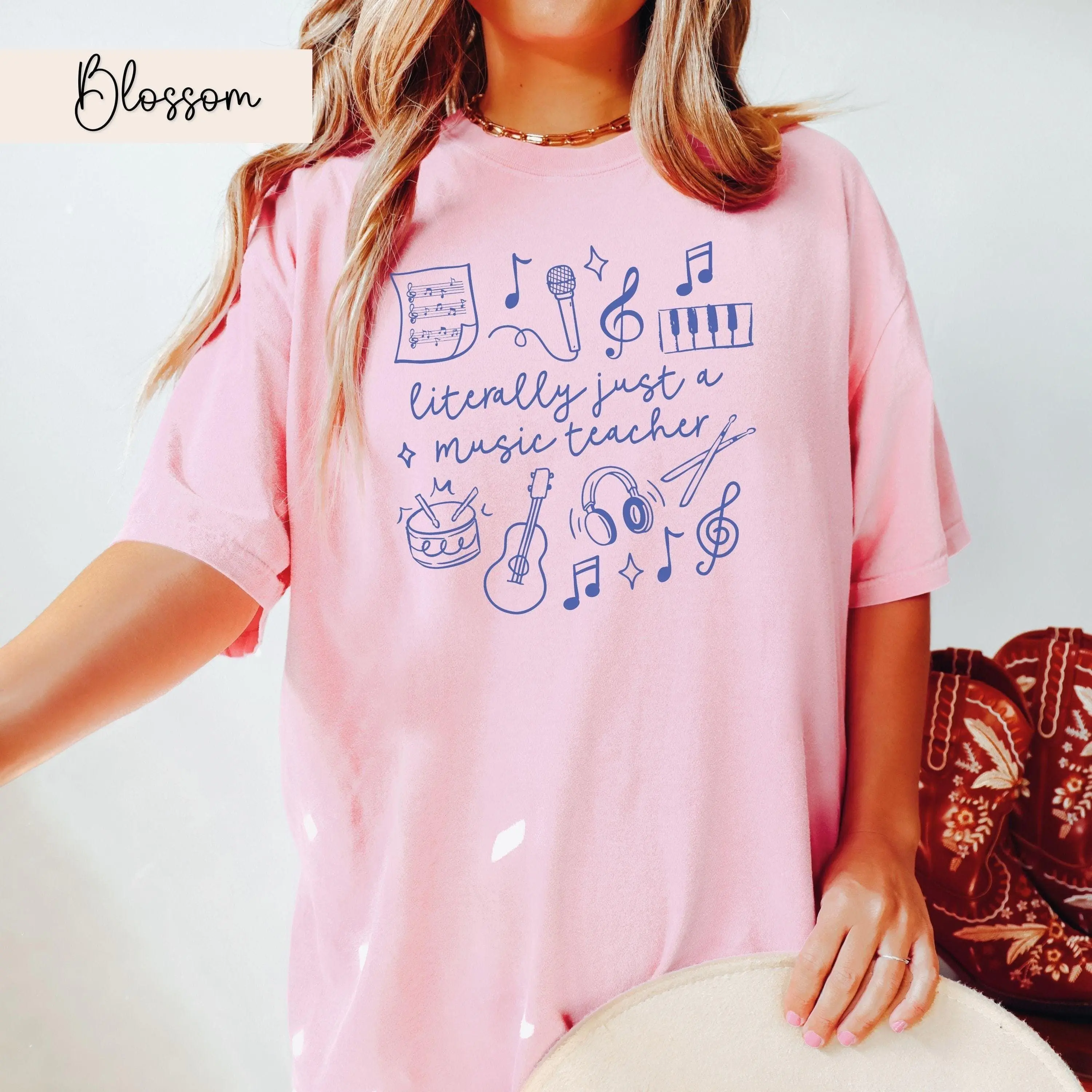 Literally Just A Music Teacher Shirt Back to School Choir Teacher Shirt Music Teacher Gifts Music Shirt Let's Make Music Piano Teacher