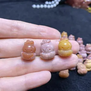 Natural Alashan Agate Pink mango Cartoon carvings