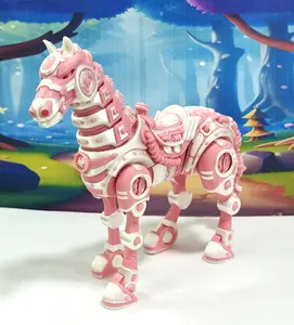 3D Printed Cyber Horse Figure, 6 Inches Futuristic Poseable Articulated Horse for Home Office Decoration CH001-PINK