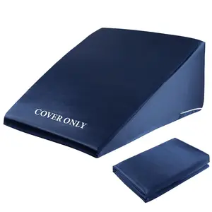 Satin Bed Wedge Pillow Cover Silky & Smooth Wedge Pillowcase 1 Pack 24x24x8, Soft & Breathable, Removable & Machine Washable-Zipper Design (Pillow Not Include),(Navy Blue, 24"x24"x8")