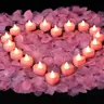 Non-Toxic Pink Festive Flower Lamp Decor Set - 2000 Artificial Rose Petals, 24 Pink Heart LED Battery-Operated Candles, GF Gift, Romantic & Anniversary Gifts for Her, Women's Room & Party Supplies
