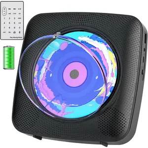 CD Player Portable Bluetooth Rechargeable: CD Players for Home with 1800mAh Desktop Wall CD Player with Speakers Dust Cover FM Radio USB AUX Jack Remote Control